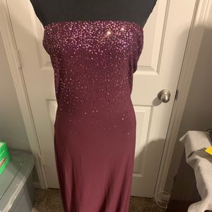 Sheer floor length plum dress